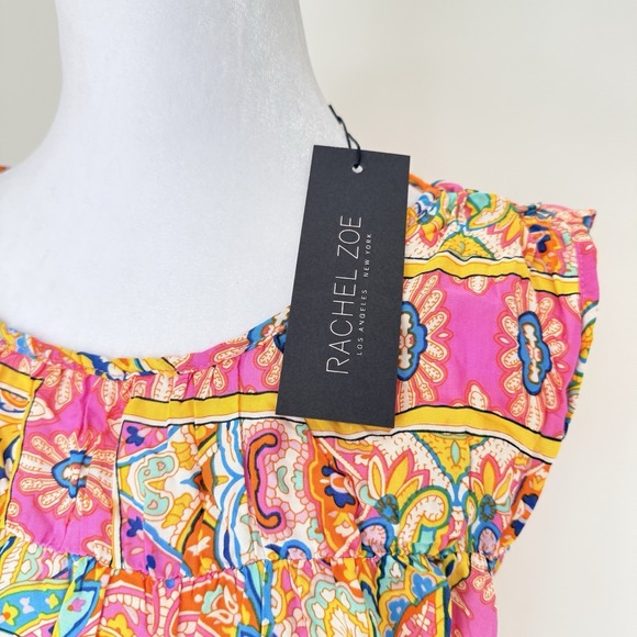 NWT Rachel Zoe Boho Flutter Sleeve Floral Print Top Women's SZ Large NEW Cottage - Picture 2 of 11